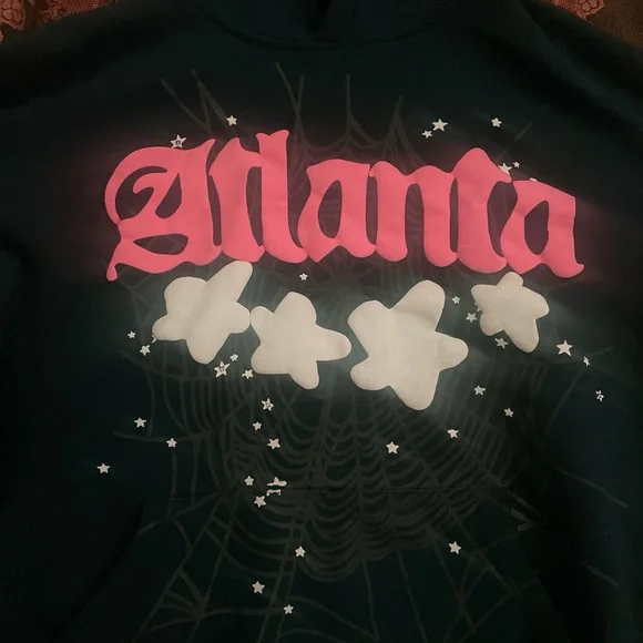 Black Hoodie with Pink 'Atlanta' Graphic - Picture 1 of 5
